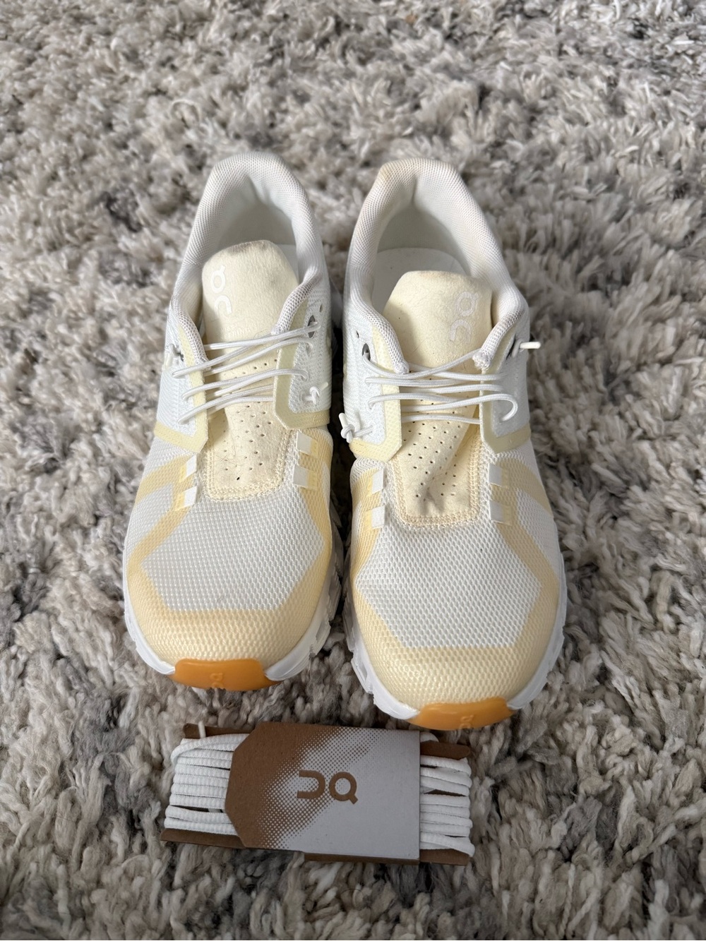 On Running Cream and Pale Yellow Women's Running Shoes